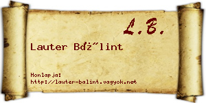 Lauter Bálint névjegykártya